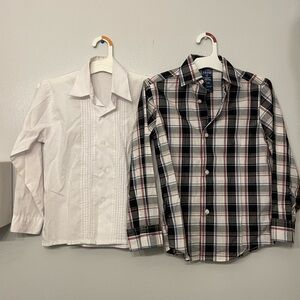 Kids White and Plaid Button Down Shirt Set